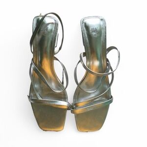 H&M Silver Heeled Sandals with Strappy Design